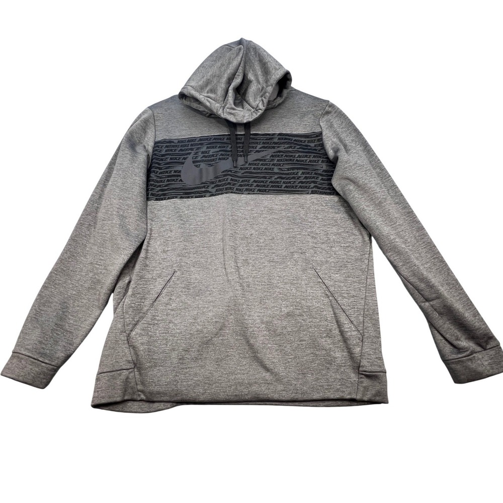 Nike Gray Dri-FIT Swoosh Graphic Pullover Hoodie Mens XL Tall